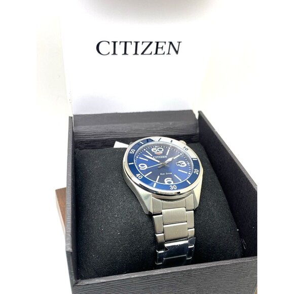 Citizen Men's Watch AW1711-52L Eco Drive Blue Dial Silver Stainless Steel 44mm - Picture 3 of 15